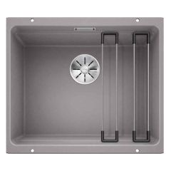 Blanco ETAGON 500-U 1 Bowl Undermount Silgranit Kitchen Sink with Manual InFino Waste - Alumetallic - 522229