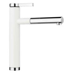 Blanco LINEE-S Pull-Out Handset Silgranit-Look Dual Finish Kitchen Tap - White/Chrome - BM2200WH