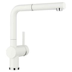 Blanco LINUS-S Pull-Out Handset Silgranit-Look Kitchen Tap - White - BM3650WH