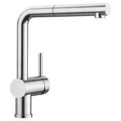 Blanco LINUS-S Pull-Out Handset Galvanic Chrome Kitchen Tap - Brushed Steel - BM3650BS
