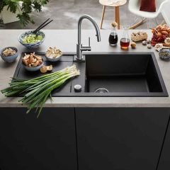 Blanco METRA XL 6 S 1 Bowl Inset Silgranit Reversible Kitchen Sink with Drain Remote Control - Anthracite - 515286 Lifestyle