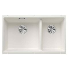 Blanco SUBLINE 430/270-U LH 1.5 Bowl Undermount Silgranit Kitchen Sink with Manual InFino Waste - White - 523155