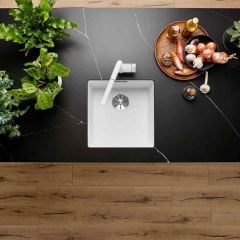 Blanco SUBLINE 400-U 1 Bowl Undermount Silgranit Kitchen Sink with Manual InFino Waste - White - 523426 Lifestyle