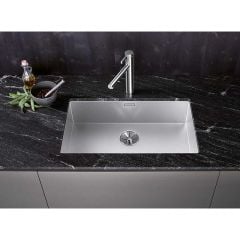 Blanco ZEROX 700-U DURINOX 1 Bowl Undermount Stainless Steel Kitchen Sink with Manual InFino Waste - Durinox - 521560 Lifestyle