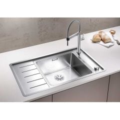 Blanco ANDANO XL 6 S-IF Compact 1 Bowl Inset Stainless Steel Kitchen Sink with Remote Control InFino Drain System - Satin Polish - 523001
