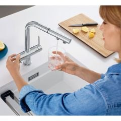 Blanco FONTAS-S II Filter Kitchen Mixer Tap with Pull-Out Hose - PVD Steel - 525199 Lifestyle3