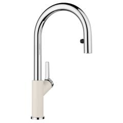 BLanco CARENA-S Vario Pull-Out Spout Silgranit Look Dual Finish Kitchen Tap - Soft White - 526931