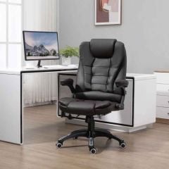 HOMCOM PU Leather Reclining Heated Massage Office Chair - Brown - 921-284V70BN