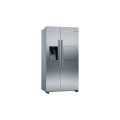 Bosch Series 6 KAG93AIEPG Free-Standing Frost Free American Fridge Freezer - Stainless Steel - Front End Freestanding View