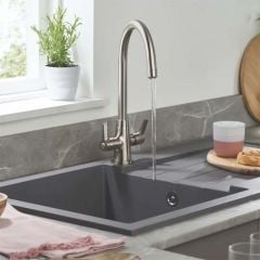 Bristan Echo Monobloc Easyfit Kitchen Mixer Tap - Brushed Nickel - EC SNK EF BN