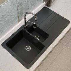 Carron Phoenix Janus 150 1.5 Bowl Inset Kitchen Sink Graphite 114.0308.264
