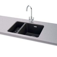 Carron Phoenix Haven 150-16 1.5 Bowl Undermount Kitchen Sink - Left Hand Small Bowl - Matt Black - 125.0717.261