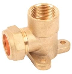 Compression Fitting Female Wall Plate Elbow 22mm x 3/4