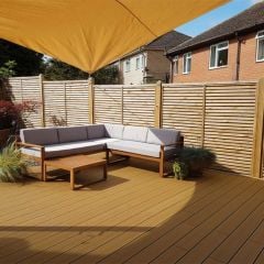 Cladco WPC Woodgrain Reversible 2.4m Hollow Composite Decking Board 150 x 25mm - Teak/Original Wood - WPCHRT24