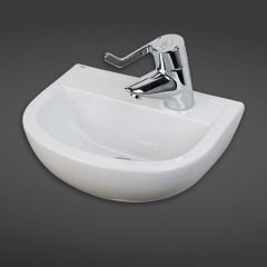 RAK Ceramics Compact 38cm Basin - 1 Tap Hole Right Hand With No Overflow - Alpine White - CO1003AWHA