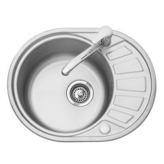 Leisure Compact Round 1 Bowl Inset Kitchen Sink - 1 TH - Satin Stainless Steel - CPTRD580/