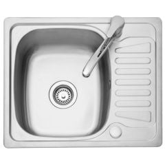 Leisure Compact Square Inset Kitchen Sink - 1 TH - Satin Stainless Steel - CPTSQ580/