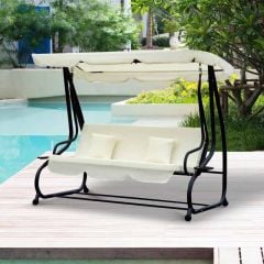 Outsunny 2-in-1 Convertible Garden Swing Chair - Cream White - 84A-051CW