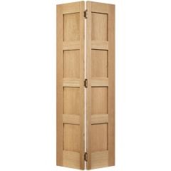 LPD Shaker 4P Bi-Fold Unfinished Oak Internal Door 1981x686x35mm - BFOSHAKER4P27