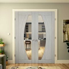 Deanta Ravello Prefinished Light Grey Ash Glazed Internal Door - 1981x838x35mm - 35RAVGLGX838FSC