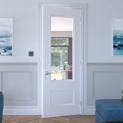 Deanta Sandringham White Primed Glazed Internal Door - 1981x762x35mm - 35SANCGWHP762