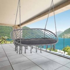 Outsunny 2-Seater Macrame Hanging Chair Hammock - Dark Grey - 84A-195V70