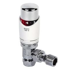 Drayton Angle TRV Thermostatic Radiator Valve 15mm - White/Chrome - 07 05 150