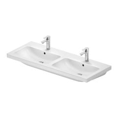 Duravit D-Code 1200mm Double Basin - 2 Tap Hole - White - 24001200002