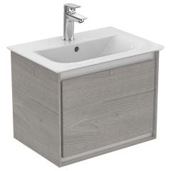 Ideal Standard Connect Air 500mm Wall Hung Vanity Unit 1 Drawer - Wood Light Grey & Matt White - E0817PS