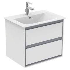 Ideal Standard Connect Air 600mm Wall Hung Vanity Unit 2 Drawers - Gloss White & Matt Grey - E0818KN