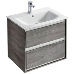 Ideal Standard Connect Air 600mm Wall Hung Vanity Unit 2 Drawers - Wood Light Grey & Matt White - E0818PS