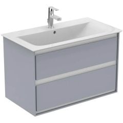 Ideal Standard Connect Air 800mm Wall Hung Vanity Unit 2 Drawers - Gloss Grey & Matt White - E0819EQ