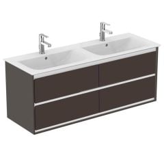 Ideal Standard Connect Air 1200mm Wall Hung Vanity Unit 4 Drawers - Matt Dark Brown & Matt White - E0822VY