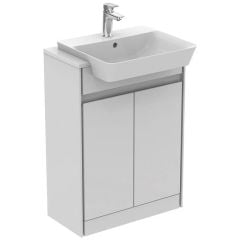 Ideal Standard Connect Air 600mm Floor Standing Semi Countertop Unit With 2 Doors - Gloss White & Matt Grey - E0837KN