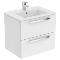 Ideal Standard Tempo 600mm Wall Mounted Vanity Unit 2 Drawer - Gloss White - E3240WG