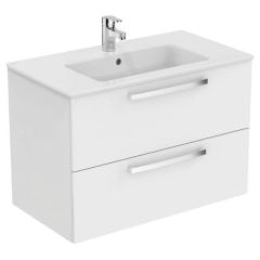 Ideal Standard Tempo 800mm Wall Mounted Vanity Unit 2 Drawer - Gloss White - E3242WG