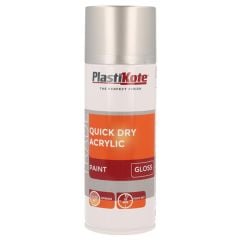 Plastikote Trade Quick Dry Acrylic Aerosol Spray Paint Gloss Silver 400ml - PKT71013