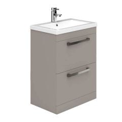 Essential NEVADA Floor Standing Washbasin Unit + Basin 2 Drawers 600mm Wide - Cashmere - EFP302CA