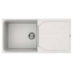 Reginox EGO 480 Elleci Granite 1 Bowl Kitchen Sink - Reversible Granitek White - EGO 480 W