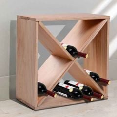 HOMCOM Square Wooden Wine Rack for 24 Bottle - Natural Wooden - 05-0012