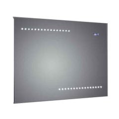 Quay LED Bevel Edged Bathroom Mirror, Digital Clock & Demister 600 x 800mm - F01665