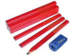 Faithfull Carpenter's Pencils Tube (Tube of 12 + Sharpener) - FAICPR12S