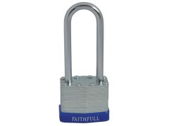 Faithfull Laminated Steel Padlock 40mm Long Shackle 3 Keys - FAIPLLAM40LS