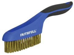 Faithfull Scratch Brush Soft Grip 4 x 16 Row Brass - FAISB164SB
