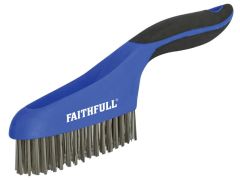 Faithfull Scratch Brush Soft Grip 4 x 16 Row Stainless - FAISB164SS