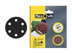 Flexovit Hook & Loop Sanding Discs 150mm Coarse 50g (Pack of 6) - FLV26394