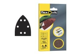 Flexovit Detail Hook & Loop Sanding Sheets 95x145mm Coarse 50g (Pack of 6) - FLV26407