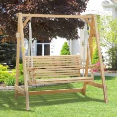 Outsunny 2-Seater Larch Wood Swing Chair - Natural - 01-0862