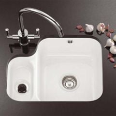 Franke by V&B 1.5 Bowl Undermount Ceramic Kitchen Sink with Left Hand Small Bowl VBK 160 - White - 126.0381.814