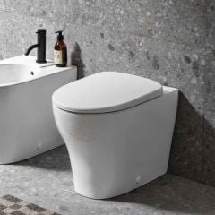 Geberit Selnova Rimless Back to Wall Toilet Pan & Soft Close Seat Pack - White - 502.794.00.1 Lifestyle
